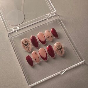Elegant Red and Pink Press-On Nails